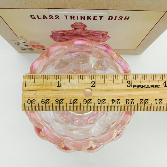 💗HP💗Cracker Barrel Pink Iridescent Glass Trinket Dish - Picture 4 of 8